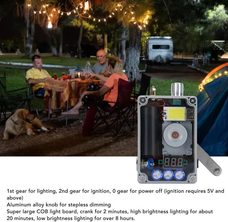 Outdoor Emergency Hand Crank Portable Generator with COB Light for Survival Power Bank Phone Charger - Image 5