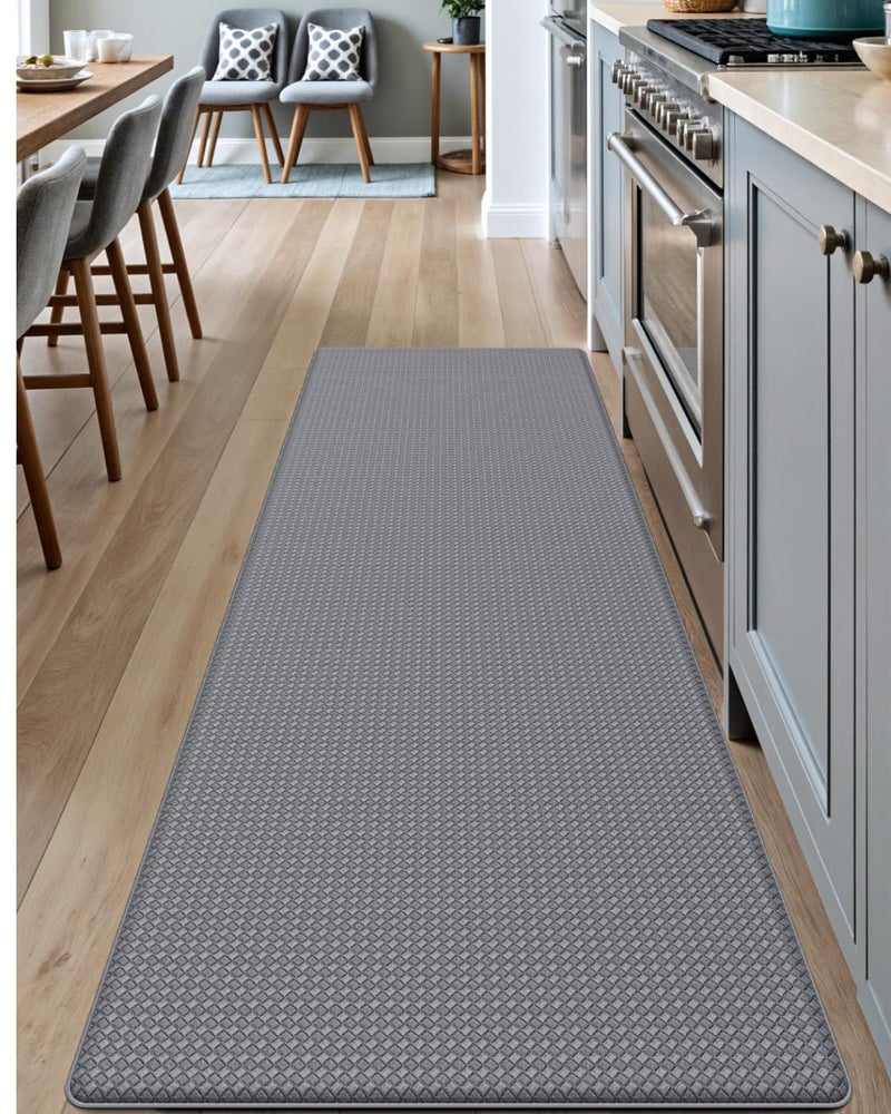 DEXI Kitchen Floor Mats Cushioned Anti Fatigue 23x71 Large Wide Standing Runner Rug Waterproof Comfort Memory Foam Padded for Front Sink Laundry Grey