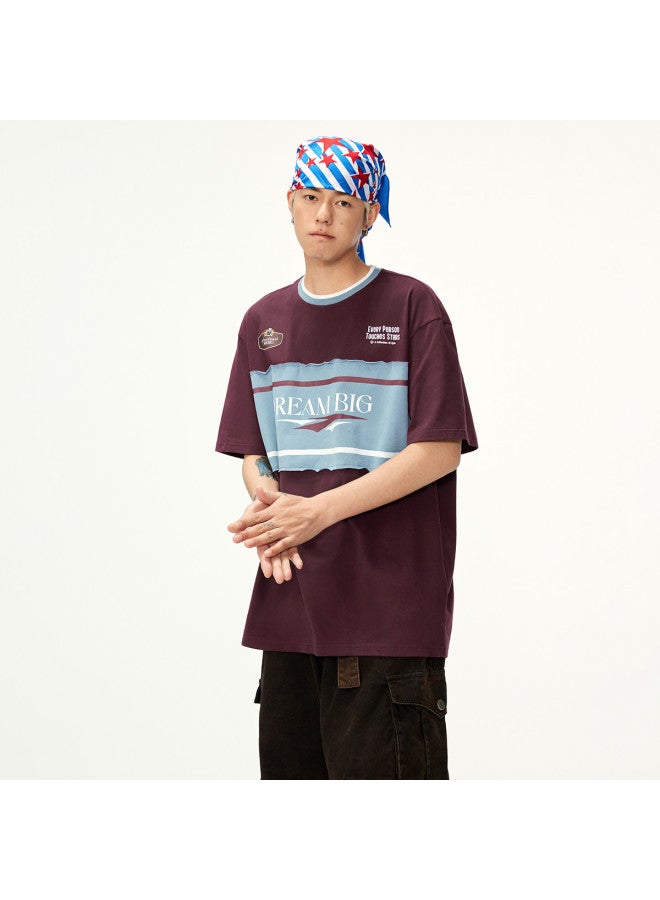 EPTISON Women's Cotton T-shirt 2025 Summer Color-blocked Spliced Letter Print Moisture-wicking Quick-dry Ladies Tee - Image 4