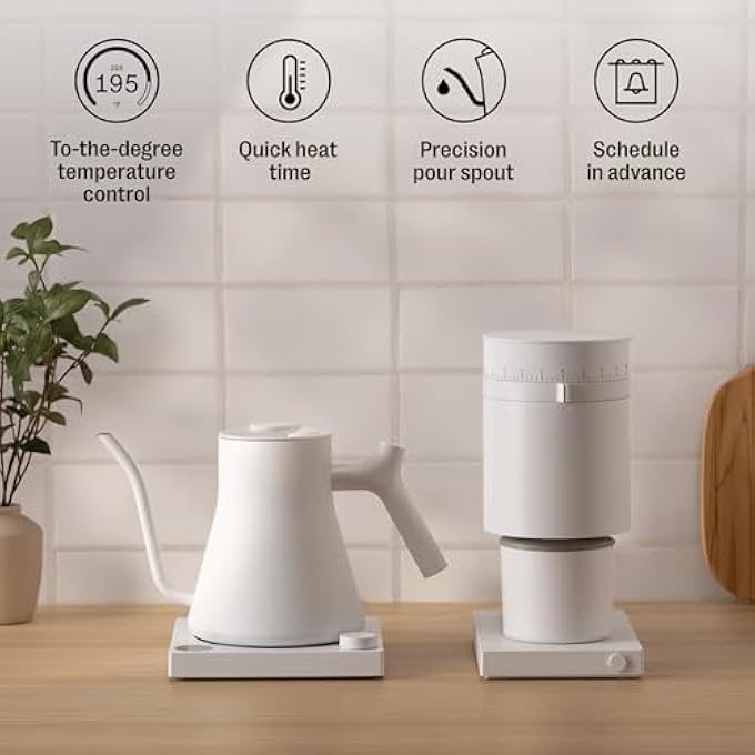 FELLOW Stagg Ekg Pro Electric Gooseneck Kettle  PourOver Coffee And Tea Quick Heating Precise Temperature Control Scheduling BuiltIn Brew Timer Matte White 09 Liter - Image 4