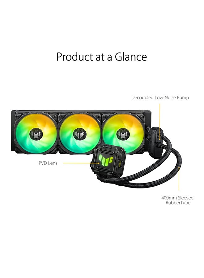 ASUS TUF Gaming LC II 360 ARGB Liquid Cooler – 360mm Radiator, 3 x 120mm TUF ARGB Fans, 400mm Reinforced Tubing, Decoupled Low-Noise Pump with Cover, Aura Sync Compatible, High-Density Fins, Anti-Corrosion Coating, Universal Compatibility for Intel & AMD, 90RC00M1-M0UAY0 Black - Image 2