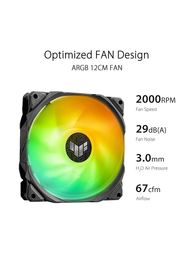 ASUS TUF Gaming LC II 360 ARGB Liquid Cooler – 360mm Radiator, 3 x 120mm TUF ARGB Fans, 400mm Reinforced Tubing, Decoupled Low-Noise Pump with Cover, Aura Sync Compatible, High-Density Fins, Anti-Corrosion Coating, Universal Compatibility for Intel & AMD, 90RC00M1-M0UAY0 Black - Image 3