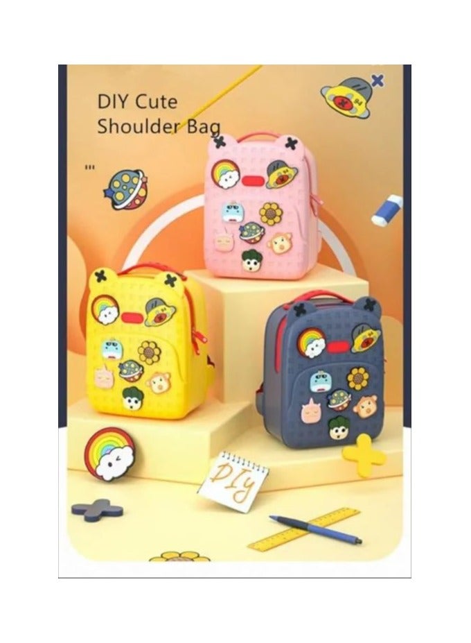 بيكوسيسي حقيبة طلابية للبنات والأولاد وحقائب ظهر للهدايا، حقيبة ظهر مطاطية ملونة مقاومة للماء للأطفال باللون الوردي - Image 2