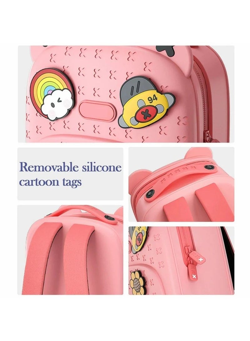 بيكوسيسي حقيبة طلابية للبنات والأولاد وحقائب ظهر للهدايا، حقيبة ظهر مطاطية ملونة مقاومة للماء للأطفال باللون الوردي - Image 4