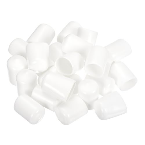 uxcell uxcell 100pcs Rubber End Caps 18mm ID Vinyl PVC Round Tube Bolt Cap Cover Screw Thread Protectors White 