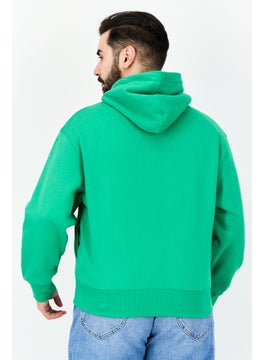 ESPRIT Men Brand Logo Long Sleeves Hoodie, Green  - Image 3
