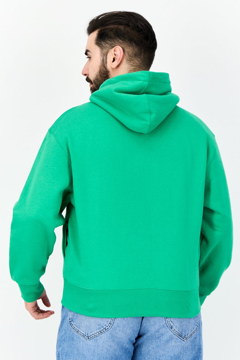 ESPRIT Men Brand Logo Long Sleeves Hoodie, Green - Image 3