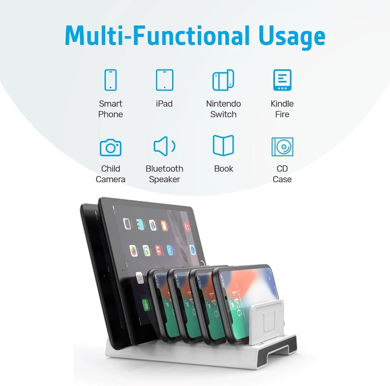 يوني تيك حامل تنظيم متعدد الأجهزة قابل للتعديل من ، متوافق مع iPhone وiPad وKindle وFire Tablet وSamsung Galaxy وGoogle Nexus وPixel وجميع الأجهزة الإلكترونية - بدون منفذ شحن - Image 2