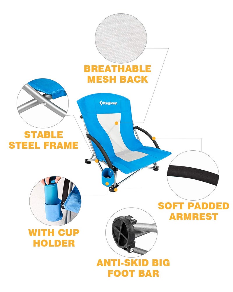 KingCamp Low Seat Beach Chair, Outdoor Camping Folding Chair with Cup Holder, 3 Colors - Image 5