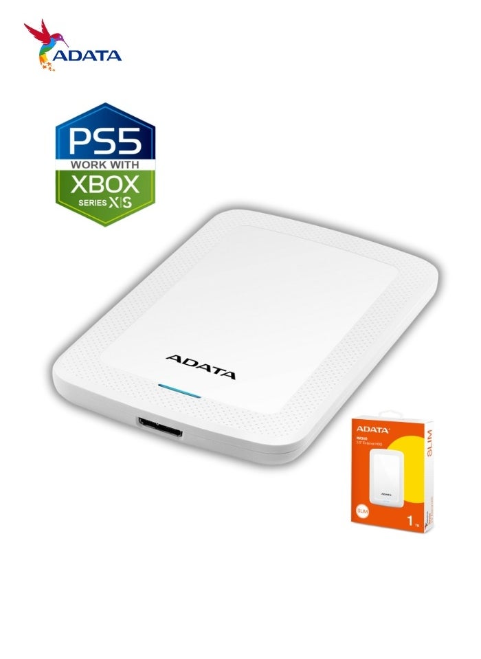 أداتا - محرك الأقراص الصلبة الخارجي HV300 سعة 1 تيرابايت | متوافق مع PS5 XBOX لنقل البيانات بسرعة فائقة للألعاب | أبيض - Image 1