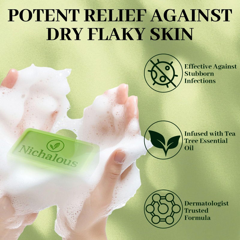 Nichalous 3PCS Tea Tree Soap, Tea Tree Relief Soap Bar, with Tea Tree Oil & Coconut Oil & Witch Hazel, Deep Pore Cleansing, Natural Herbal Foot Soaps Bar for Men & Women â€“ 3.5 oz - Image 2