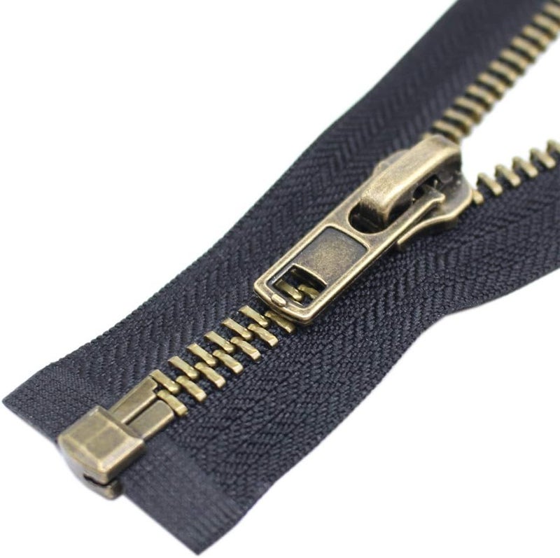 YaHoGa #8 14 Inch Antique Brass Separating Jacket Zipper Metal Zipper Heavy Duty Metal Zippers for Jackets Sewing Coats Crafts (14" Anti-Brass) - Image 1