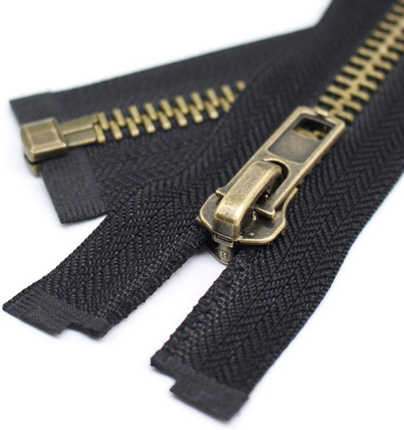 YaHoGa #8 14 Inch Antique Brass Separating Jacket Zipper Metal Zipper Heavy Duty Metal Zippers for Jackets Sewing Coats Crafts (14" Anti-Brass) - Image 2