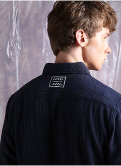 Hubberholme Men Comfort Fit Spread Collar Textured Cotton Casual Shirt  - Image 3