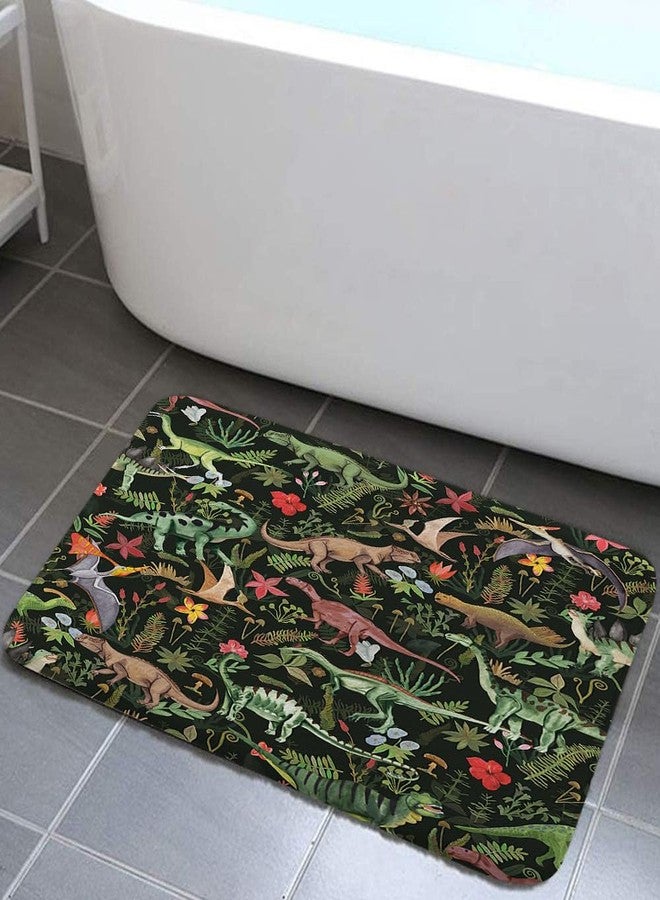Wathon Dinosaurs Cute Dino Kids Bath Mat Dinosaur Jungle Funny Cartoon Bath Rug Boys Girls Children Bathroom Accessories Soft Non Slip Rug Sets for Bathroom Bedroom Kitchen Outdoor Indoor 17X29IN - Image 1