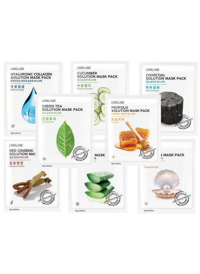 Lebelage - Radiant Complexion 8Packtotal Masks Facial Masks Luxurious Skin Care Set With Aloe Vera Activated Charcoal Hyaluronic Acid Cucumber Essence Pore Purifying. - Image 1
