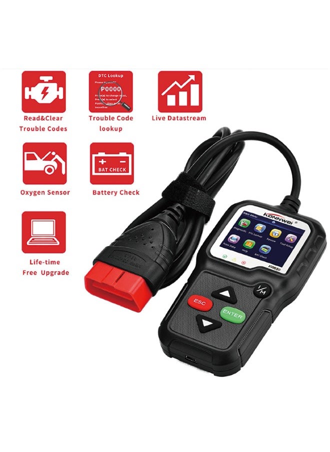 كونوي KONNWEI Obd2 أداة تشخيصية قارئ رمز السيارة KW680 أداة فحص ضوء المحرك المحسنة أداة مسح ضوئي obd II للسيارات بعد عام 1996 (KW680)  - Image 2