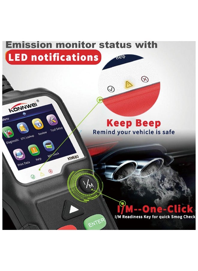 كونوي KONNWEI Obd2 أداة تشخيصية قارئ رمز السيارة KW680 أداة فحص ضوء المحرك المحسنة أداة مسح ضوئي obd II للسيارات بعد عام 1996 (KW680)  - Image 5