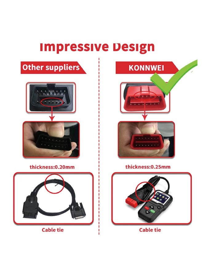 كونوي - KONNWEI Obd2 أداة تشخيصية قارئ رمز السيارة KW680 أداة فحص ضوء المحرك المحسنة أداة مسح ضوئي obd II للسيارات بعد عام 1996 (KW680) - Image 1