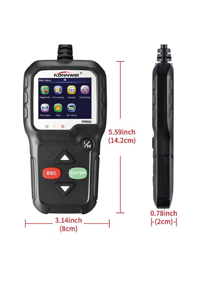 كونوي - KONNWEI Obd2 أداة تشخيصية قارئ رمز السيارة KW680 أداة فحص ضوء المحرك المحسنة أداة مسح ضوئي obd II للسيارات بعد عام 1996 (KW680) - Image 1