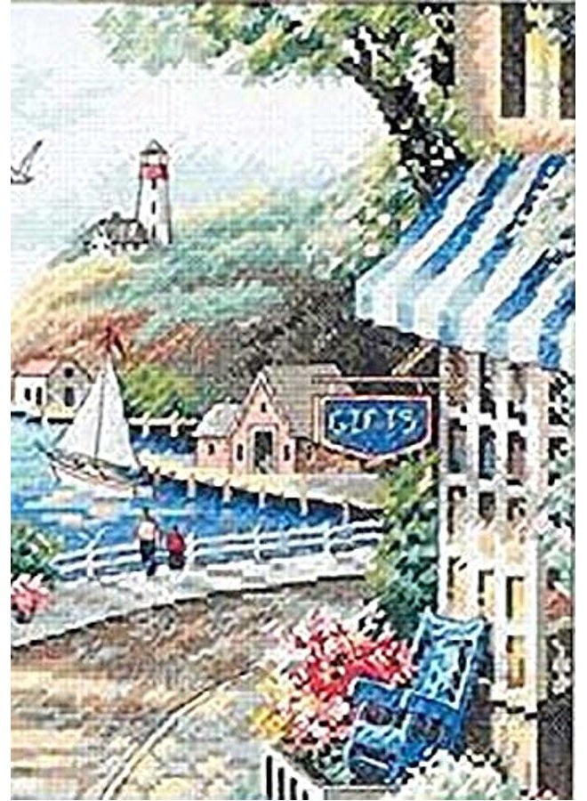 Dimensions 'Café by The Sea' Counted Cross Stitch Kit, 14 Count White Aida, 14" x 10" - Image 3