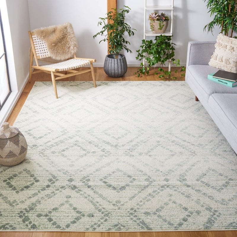 SAFAVIEH Area Rug 8x10  Adirondack Collection  Large  Ivory  Green Geometric Trellis Pattern NonShedding  Easy Cleaning Ideal for Living Room Bedroom Office Dining Space ADR131X