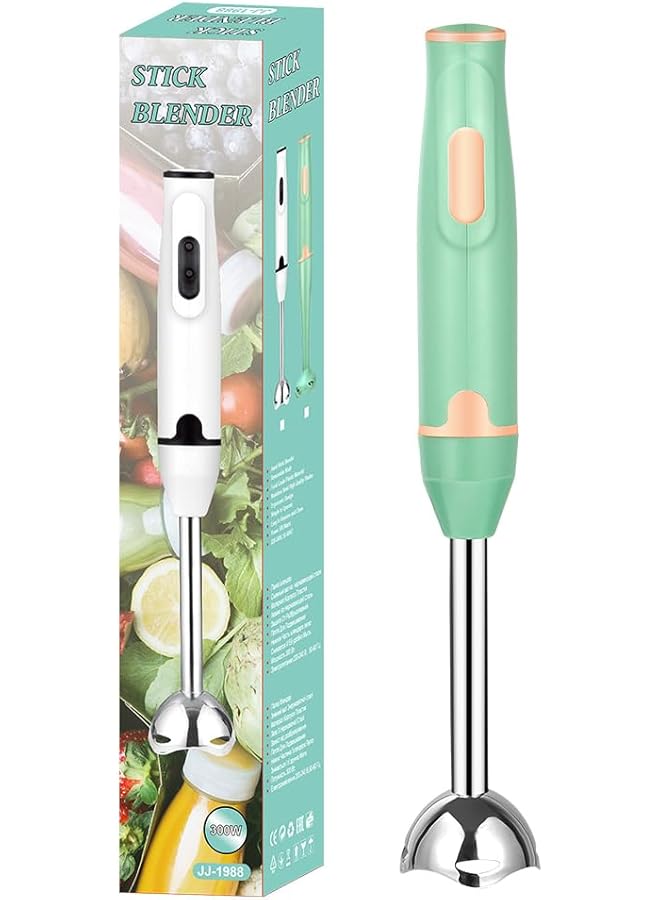 إيروريكس خلاط يدوي غاطس بقوة 400 واط، خلاط يدوي كهربائي بشفرات حادة، خلاط يدوي من الفولاذ المقاوم للصدأ للحساء والعصائر والصلصة، أخضر - Image 1