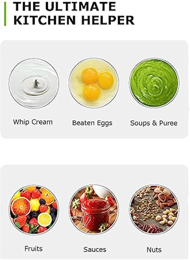 إيروريكس خلاط يدوي غاطس بقوة 400 واط، خلاط يدوي كهربائي بشفرات حادة، خلاط يدوي من الفولاذ المقاوم للصدأ للحساء والعصائر والصلصة، أخضر - Image 5