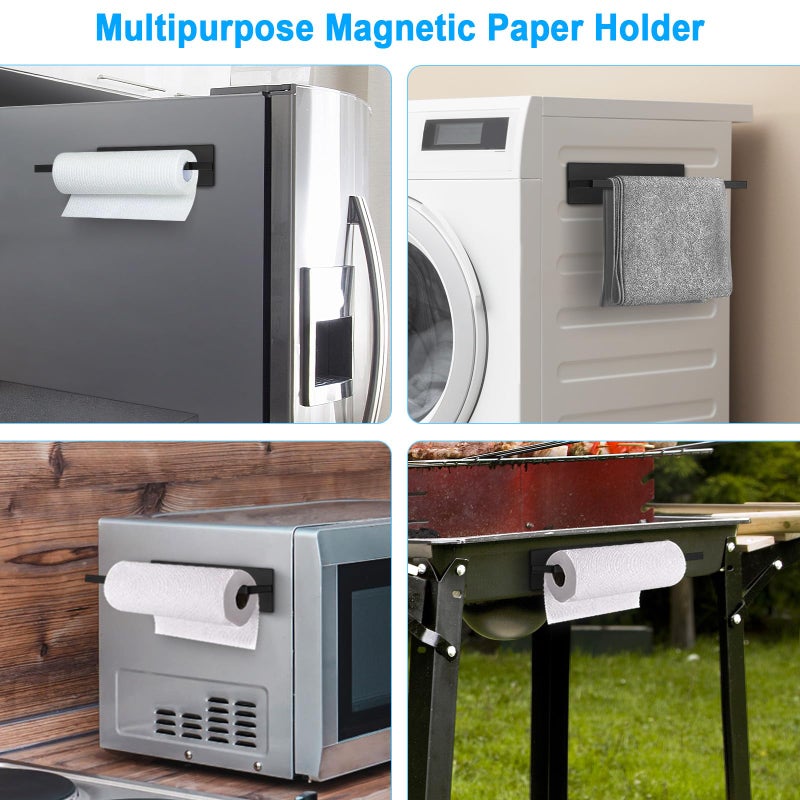 Seropy Paper Towel Holder, Magnetic Paper Towel Holder for Fridge, Toilet Paper Roll Holder Magnet Towel Rack Wall Mount Fridge Organizer for Paper Towels Rolls Bathroom Pantry RV Kitchen Storage - Image 5