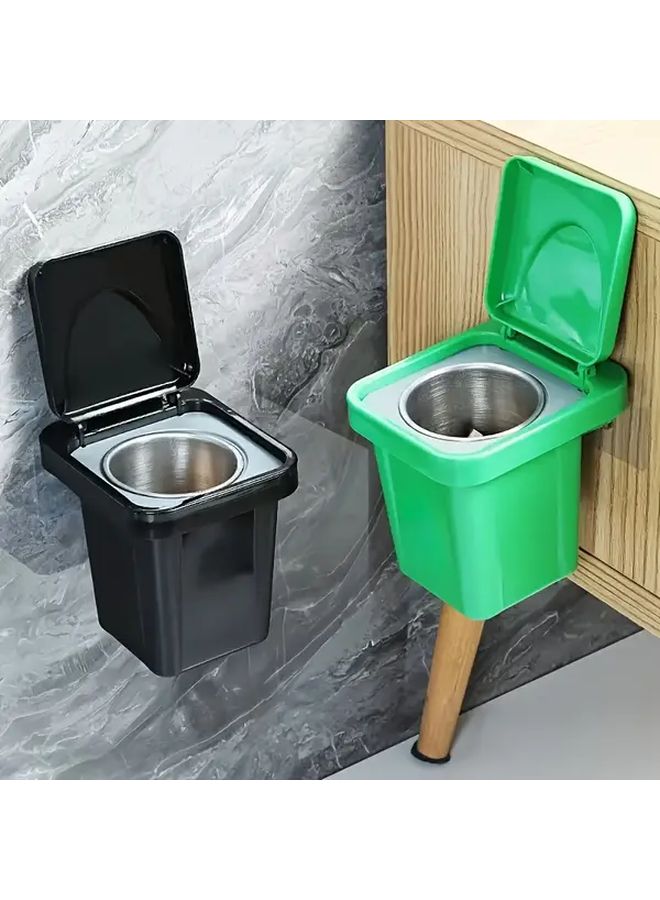 سلة رماد سوداء مثبتة على الحائط مع غطاء مقاوم للغبار والذباب، مانعة للانسكاب وخالية من الدخان لحاوية أعقاب السجائر - Image 3