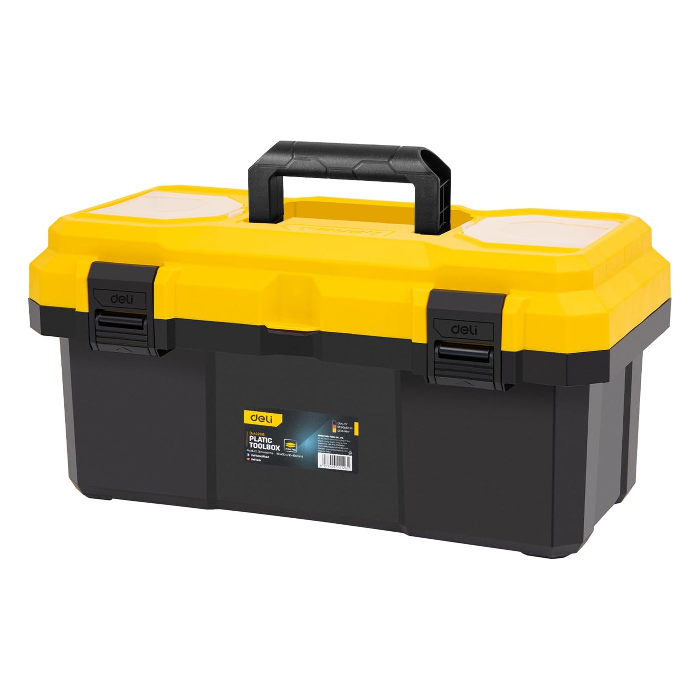 16 Inch Tool Box with Lock, 2-Layer Heavy-Duty Organizer with Removable Tray, Liftable Lid for Small Parts, 25lb Capacity & Carry Handle for Tools, Camping, Medical Supply Storage