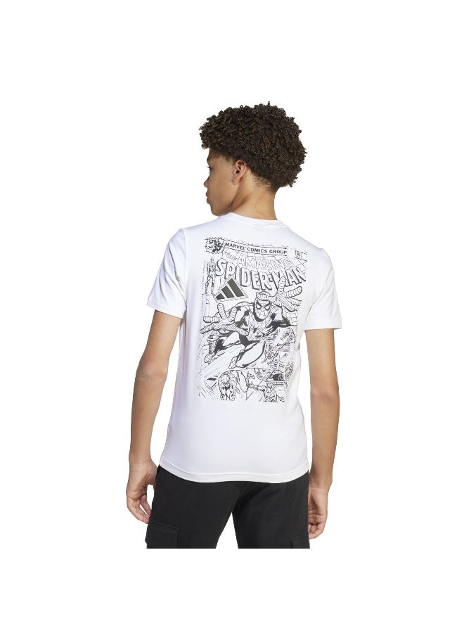 Adidas Adidas J Mrvl Sm Gfx T White Graphic Tee (Short Sleeve) T-Shirts For Kids - Image 3
