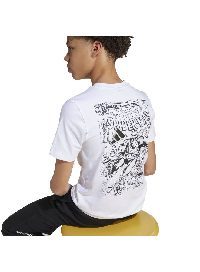 Adidas Adidas J Mrvl Sm Gfx T White Graphic Tee (Short Sleeve) T-Shirts For Kids - Image 5