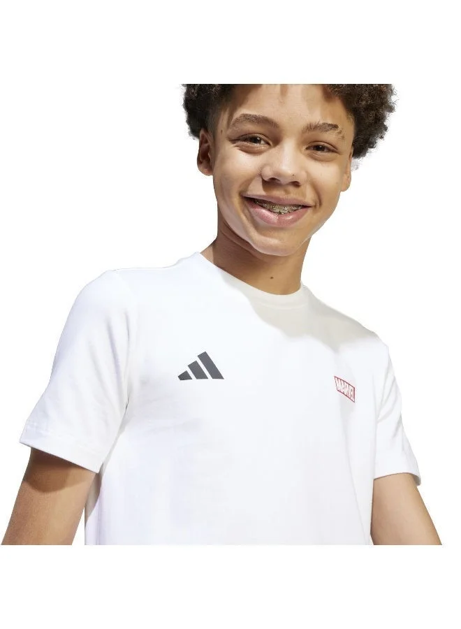 اديداس تيشيرت جيه مارفل برسومات أطفال أبيض بأكمام قصيرة