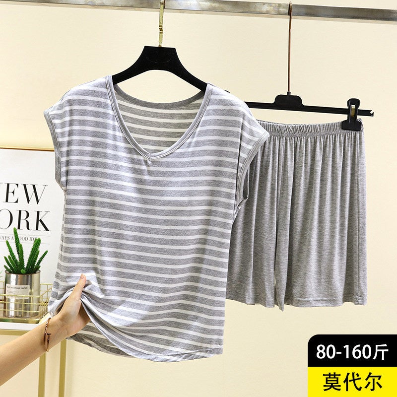 Women's Modal Sleeveless Striped 2-Piece Sleepwear Set - Image 3