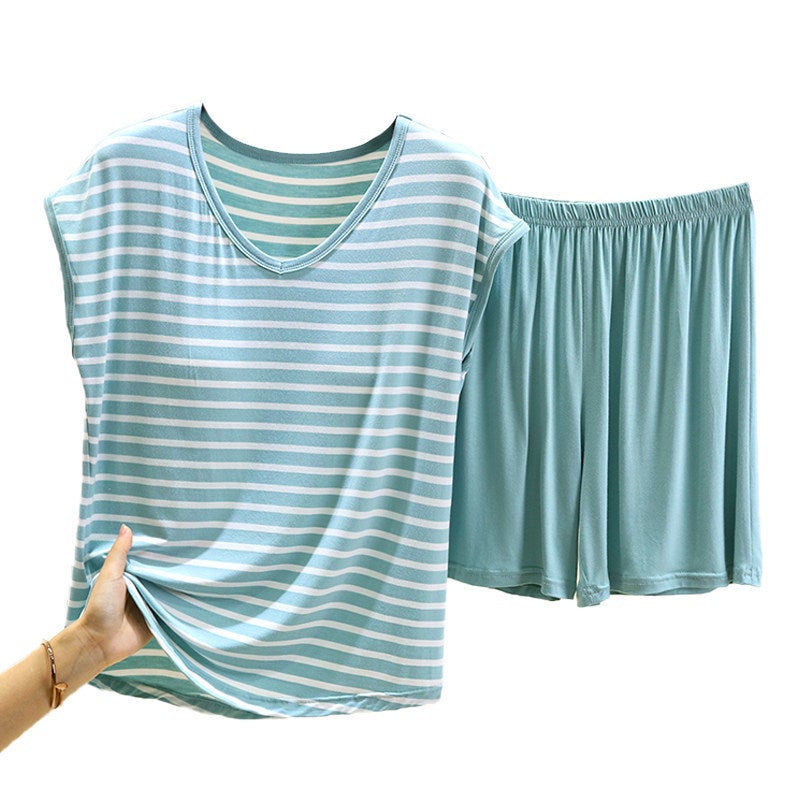 Women's Modal Sleeveless Striped 2-Piece Sleepwear Set - Image 5
