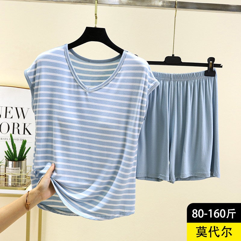 Women's Modal Sleeveless Striped 2-Piece Sleepwear Set - Image 4