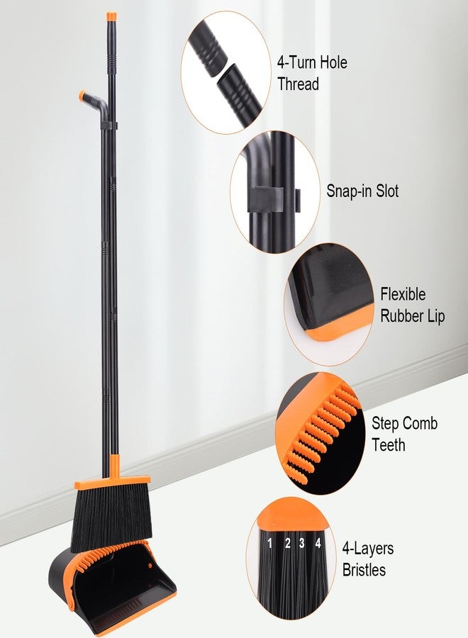 BeiLan Broom and Dustpan Set - 56" Long Adjustable Handle Broom with Upright Standing Dustpan Combo for Home,Kitchen, Shopping Mall and Factory Indoor&Outdoor Sweeping - Image 3