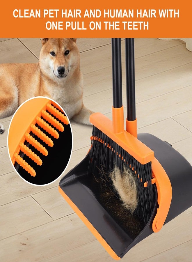 BeiLan Broom and Dustpan Set - 56" Long Adjustable Handle Broom with Upright Standing Dustpan Combo for Home,Kitchen, Shopping Mall and Factory Indoor&Outdoor Sweeping - Image 4
