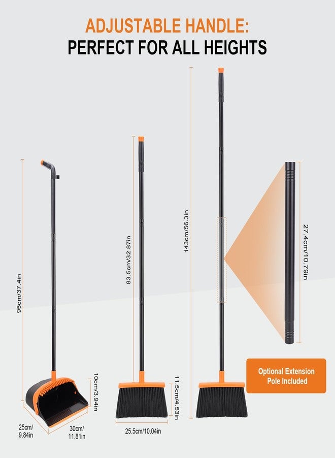 BeiLan Broom and Dustpan Set - 56" Long Adjustable Handle Broom with Upright Standing Dustpan Combo for Home,Kitchen, Shopping Mall and Factory Indoor&Outdoor Sweeping - Image 2