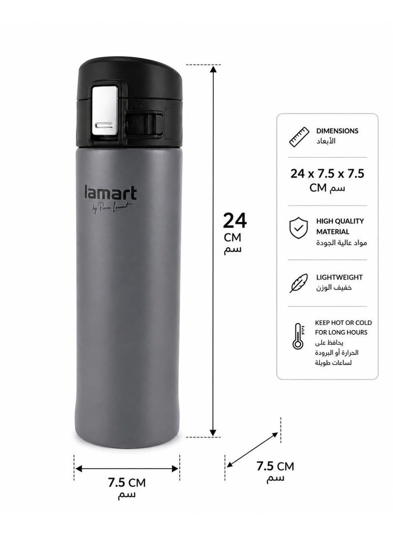 Lamart Vacuum Flask High Quality Stainless Steel 420Ml Gray - Image 3