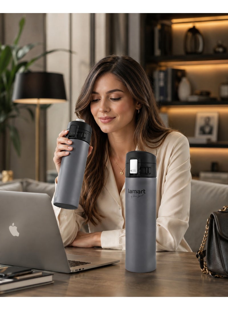 Lamart Vacuum Flask High Quality Stainless Steel 420Ml Gray - Image 5