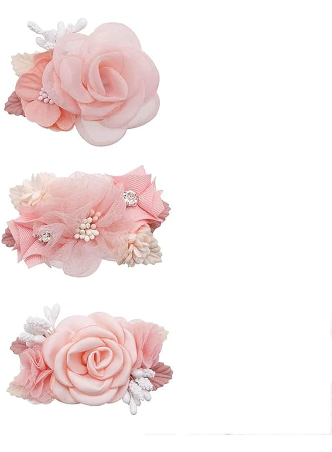 إيروريكس مجموعة مشابك شعر للبنات مكونة من 3 قطع من إكسسوارات ربطات الشعر الزهرية خفيفة الوزن مع زخارف نباتية مبطنة بالكامل - Image 1