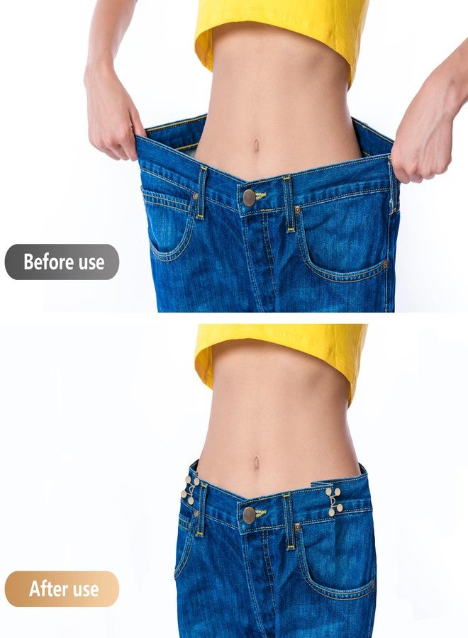 ROPAKED 6 Set Pant Waist Tightener Buttons Pins for Loose Jeans Reusable Waist Cincher Clip Metal Brooch for Clothing Dresses Skirts No Sewing Decoration Accessories（Gold - Image 2
