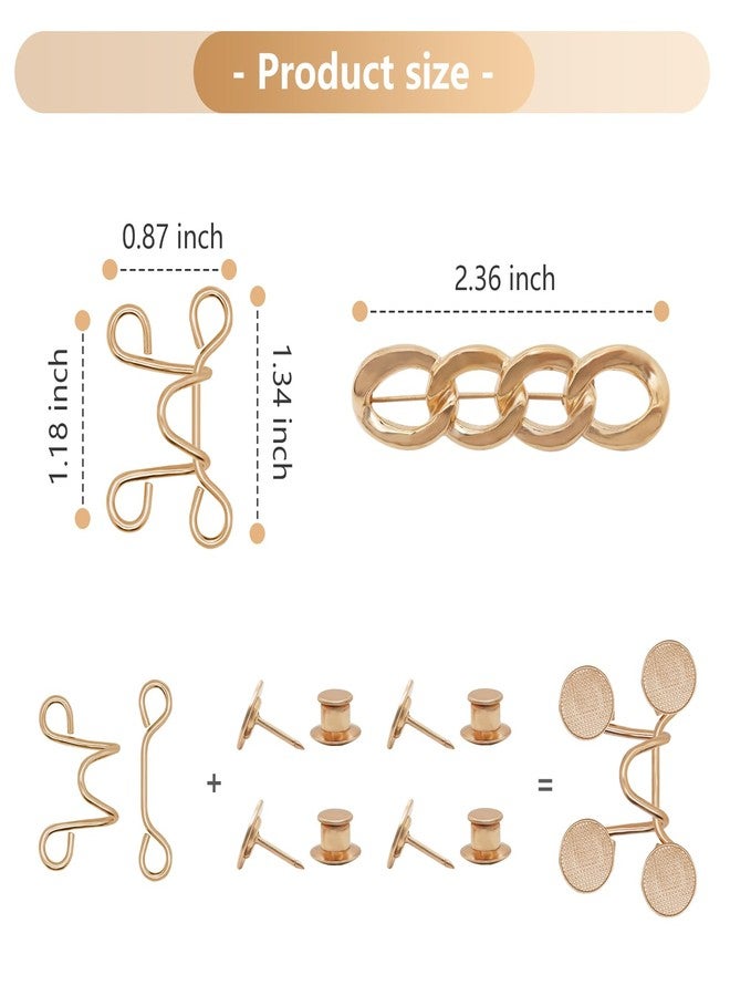 ROPAKED 6 Set Pant Waist Tightener Buttons Pins for Loose Jeans Reusable Waist Cincher Clip Metal Brooch for Clothing Dresses Skirts No Sewing Decoration Accessories（Gold - Image 5
