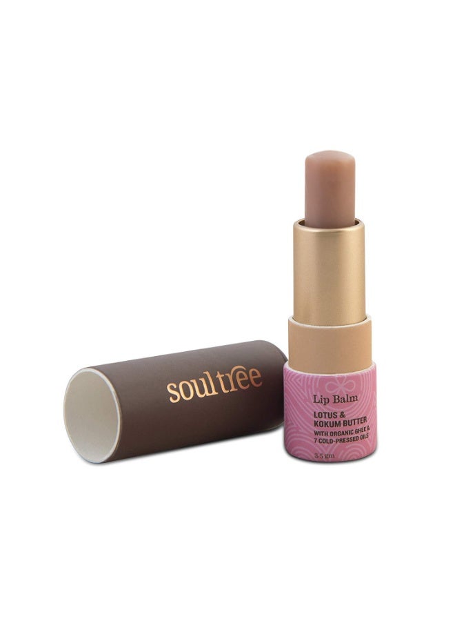 SoulTree Ayurvedic Lip Balm - Lotus and Kokum Butter | Heal & Moisturise Lips | Natural Lip Care for Soft, Nourished Lips with Soothing Lotus and Kokum Butter-3.5gm - Image 4