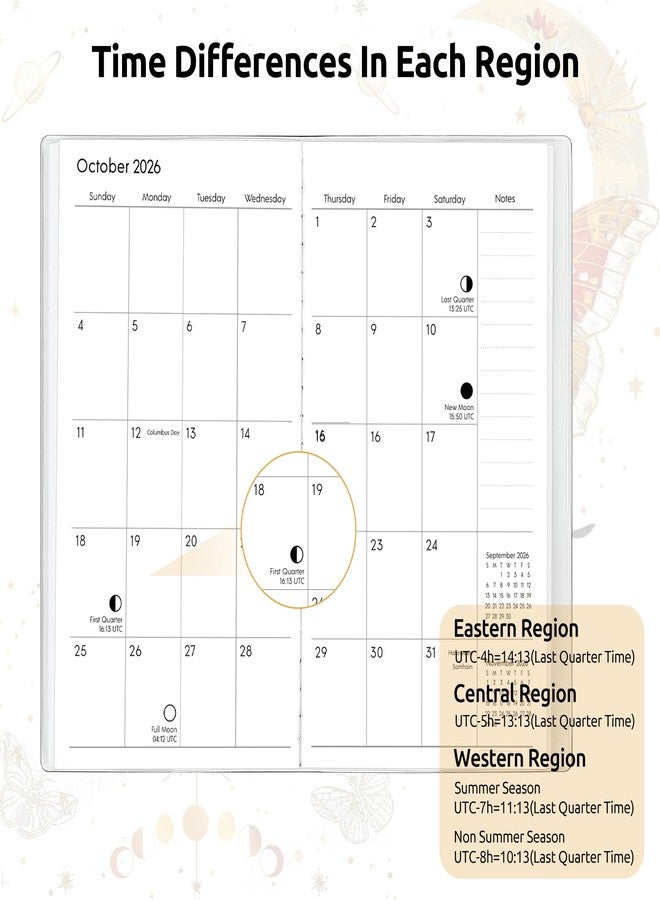 Zuozee Small Pocket Planner 2025-2026, Moon Calendar - Image 4