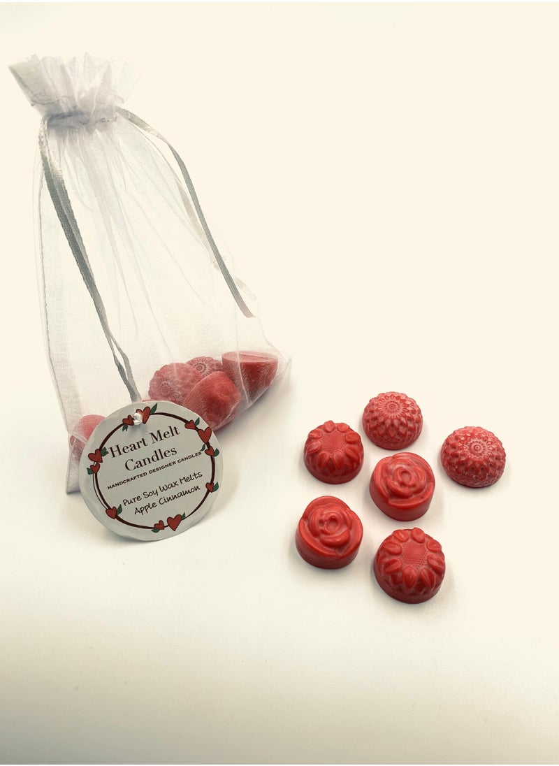 Heart Melt Candles Pure Soy Wax Melts Apple Cinnamon Scented 6-Pieces 60g 