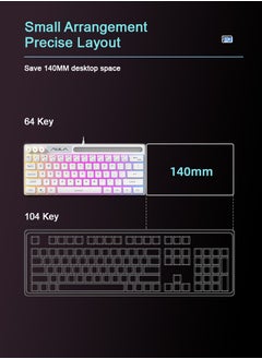 أولا لوحة مفاتيح الألعاب السلكية الميكانيكية السلكية الصغيرة المحمولة 64 مفتاحاً RGB  - Image 4
