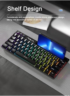 أولا لوحة مفاتيح الألعاب السلكية الميكانيكية السلكية الصغيرة المحمولة 64 مفتاحاً RGB  - Image 2